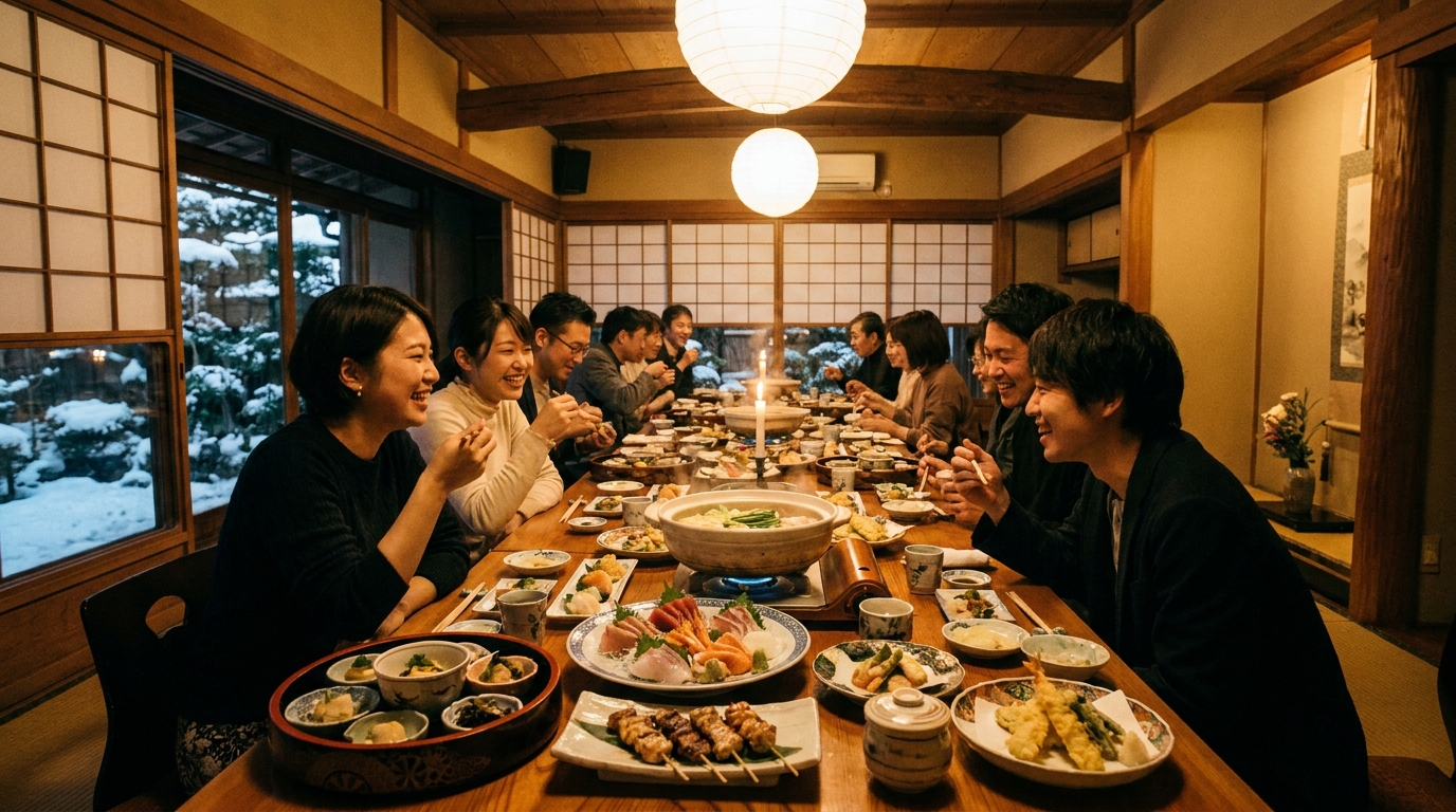 京都駅で忘年会・宴会なら湊一やへ！全席個室でゆったり過ごす冬の贅沢